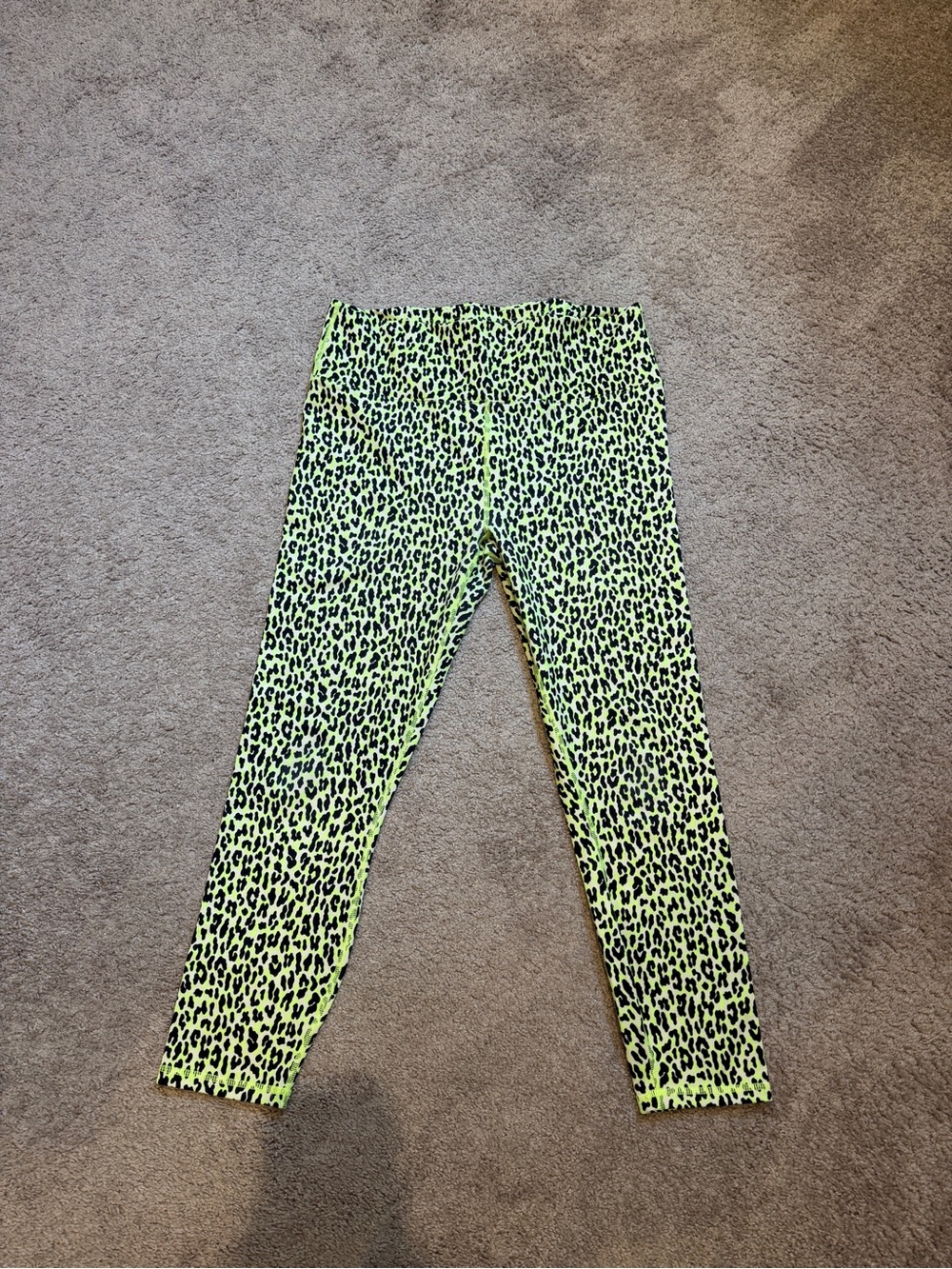 Fabletics Neon Yellow Green Leopard Print Leggings